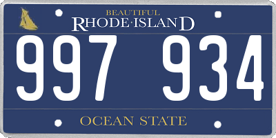 RI license plate 997934