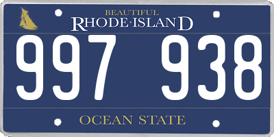 RI license plate 997938