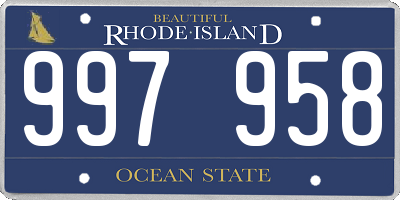 RI license plate 997958