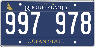 RI license plate 997978