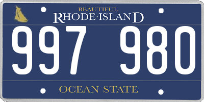 RI license plate 997980