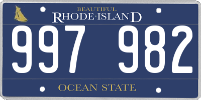 RI license plate 997982