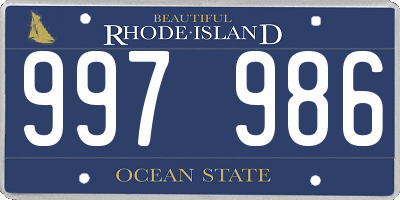 RI license plate 997986