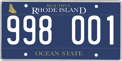 RI license plate 998001