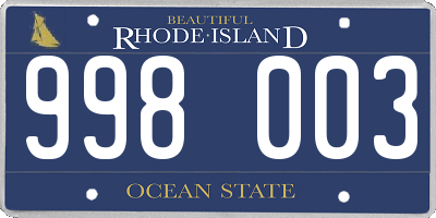 RI license plate 998003