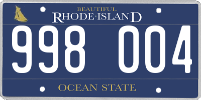 RI license plate 998004