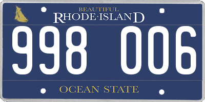 RI license plate 998006