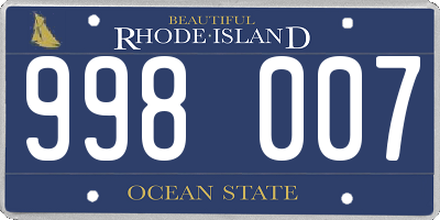 RI license plate 998007