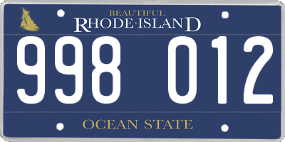 RI license plate 998012