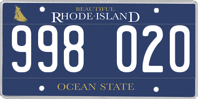 RI license plate 998020