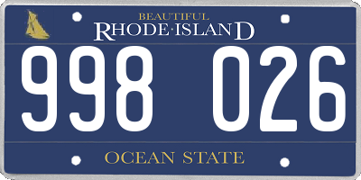 RI license plate 998026