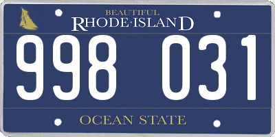 RI license plate 998031