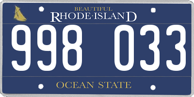 RI license plate 998033