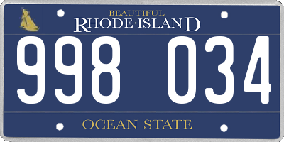 RI license plate 998034