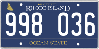 RI license plate 998036