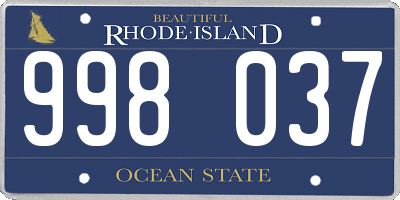 RI license plate 998037