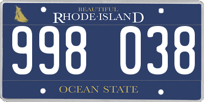 RI license plate 998038