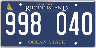 RI license plate 998040