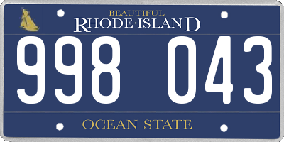 RI license plate 998043