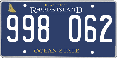 RI license plate 998062