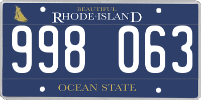 RI license plate 998063