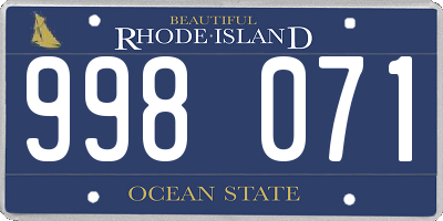 RI license plate 998071