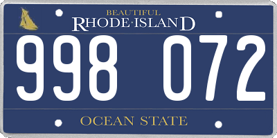 RI license plate 998072