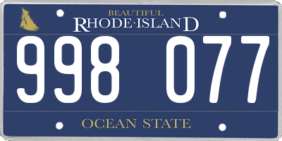 RI license plate 998077