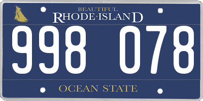 RI license plate 998078