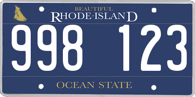 RI license plate 998123