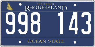 RI license plate 998143