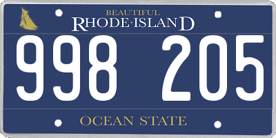 RI license plate 998205