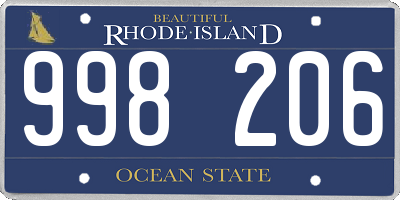 RI license plate 998206