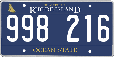 RI license plate 998216