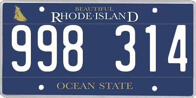 RI license plate 998314