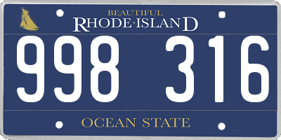 RI license plate 998316