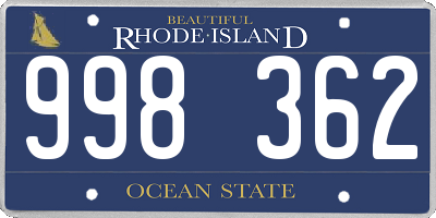 RI license plate 998362