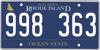 RI license plate 998363