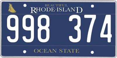 RI license plate 998374