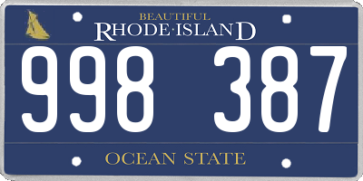 RI license plate 998387