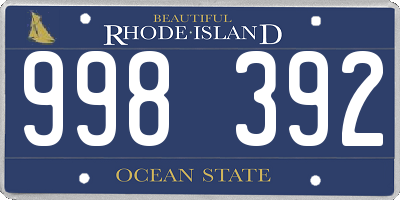 RI license plate 998392