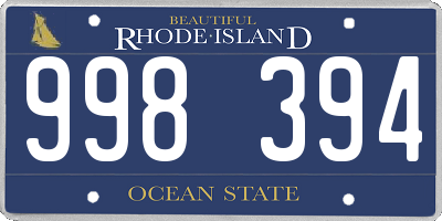 RI license plate 998394
