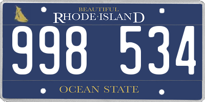 RI license plate 998534