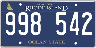 RI license plate 998542