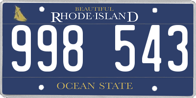 RI license plate 998543