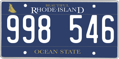 RI license plate 998546