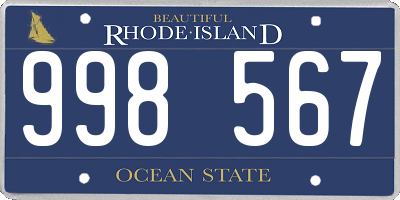 RI license plate 998567