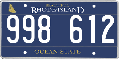 RI license plate 998612