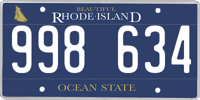 RI license plate 998634