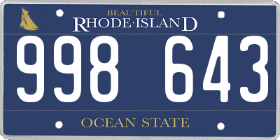 RI license plate 998643